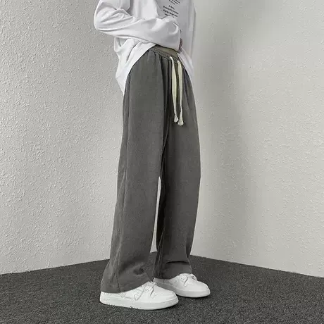 休闲裤男春秋直筒宽松潮牌拖地运动裤子韩版潮流ins高街灰色卫裤商品大图