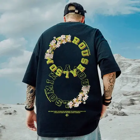 高街短袖t恤大码男装情侣纯棉宽松夏季oversize美式上衣服ins潮牌图片