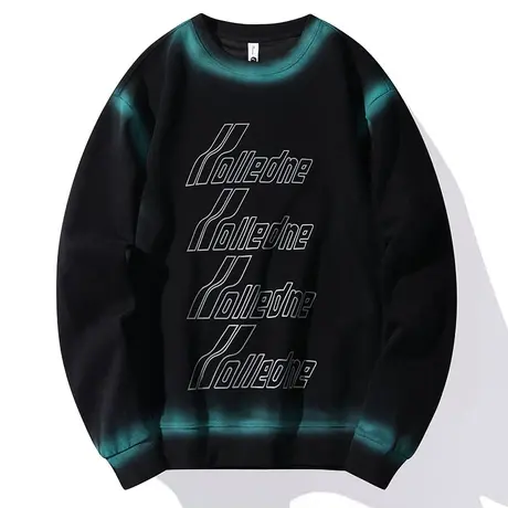 圆领卫衣男无帽男装撞色字母印花春装2022新款ins潮牌长袖打底男图片