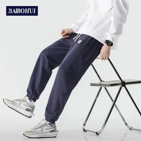 春季裤子男直筒宽松百搭纯色运动裤潮流休闲裤束脚裤潮牌ins卫裤商品大图