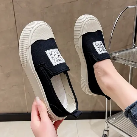 老北京布鞋女2023新款夏季透气一脚蹬女士运动鞋女超轻便软底舒适商品大图