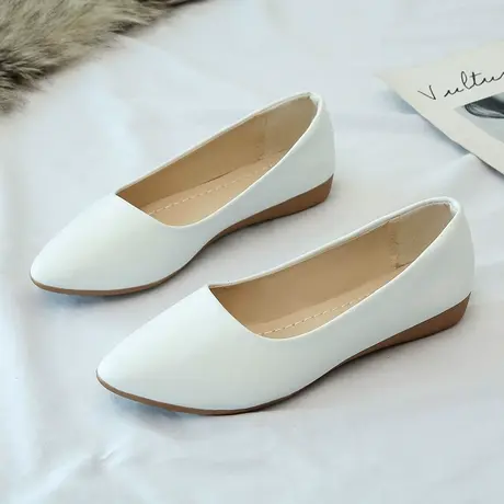 工作鞋女新款黑色夏季职业上班工装女鞋尖头平跟皮鞋软皮软底单鞋商品大图