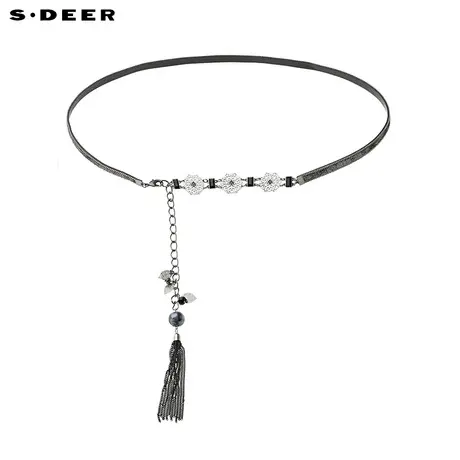 【😃新品】😄sdeer圣迪奥女士文艺复古百搭时尚潮流苏腰链S16284364图片