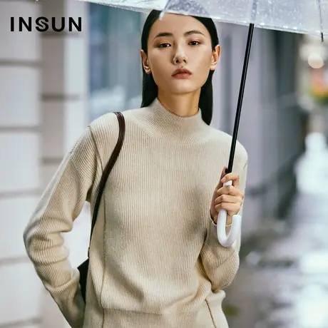INSUN恩裳冬季百搭直筒高领羊绒毛针织衫图片