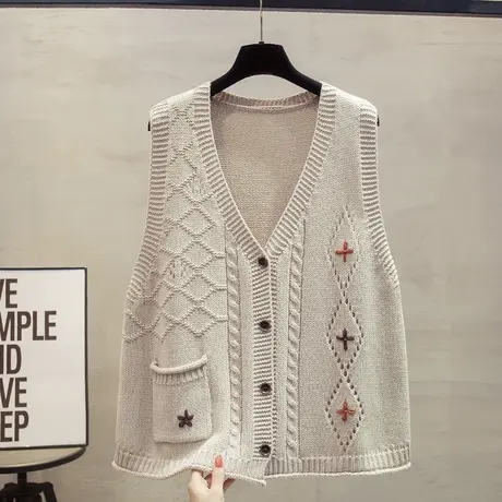 v领针织开衫马甲背心女2024春秋新款宽松外穿马夹外搭毛衣坎肩潮商品大图