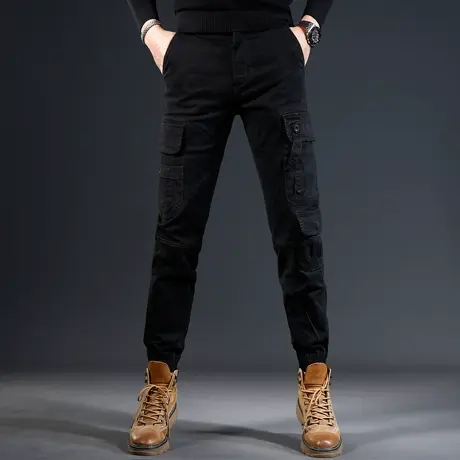美式休闲工装裤男秋冬款2023新款修身束脚潮牌2023新款男士裤子商品大图
