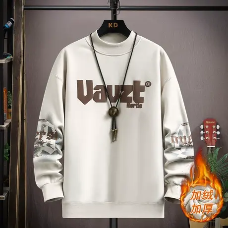 半高领卫衣男加绒加厚冬季青少年2023新款高中生保暖打底衫男款商品大图