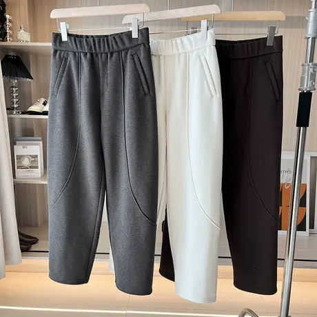 享永子【挺括好打理】天丝+羊毛 560高克重加绒松紧腰休闲哈伦裤商品大图