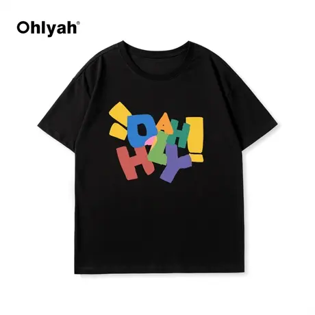 Ohlyah春夏新品潮牌情侣无性别男女同款纯棉美式短袖t恤大码ins商品大图