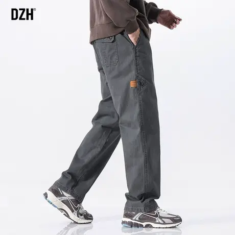 男士灰色直筒工装裤美式裤子潮牌男休闲裤男款长裤2024年新款男裤商品大图