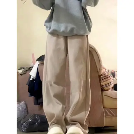 超火cec阔腿拖地长裤女早春季宽松韩版百搭高腰运动休闲裤ins潮牌商品大图