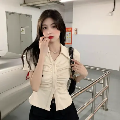 大码法式复古收腰显瘦上衣女2024年夏季新款辣妹短款百搭T恤ins潮图片