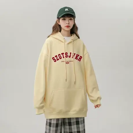 oversize设计感卫衣女秋冬加绒加厚ins潮牌宽松chic港味大码外套图片