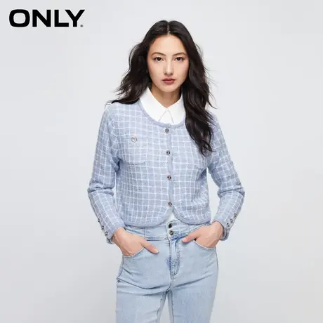 ONLY奥莱冬季新款气质小香风圆领复古短款开衫针织衫女商品大图