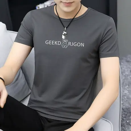 莫代尔短袖t恤男装2023新款夏季潮流小熊印花半袖冰丝冰感上衣服商品大图