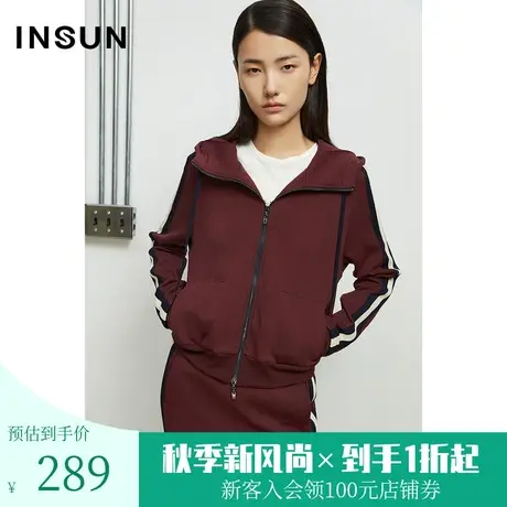 恩裳冬季修身弹性面料保暖舒适撞色织带短外套图片