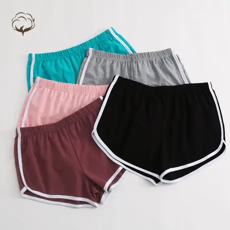 运动短裤女夏季纯棉薄款外穿家居睡裤跳舞瑜伽aa夏白边休闲热裤图片