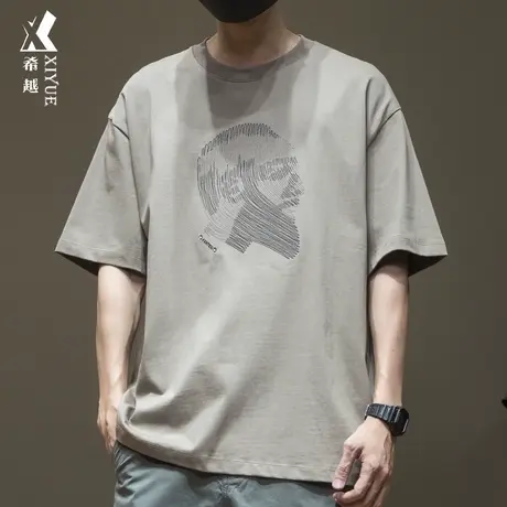 2023新款重磅短袖T恤男圆领凉感夏季胖子大码加肥加大打底衫男士图片