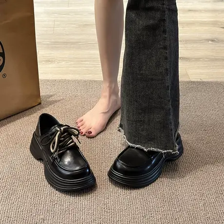 鞋子女2023新款爆款夏季单鞋厚底乐福小皮鞋女英伦风学生百搭小众商品大图