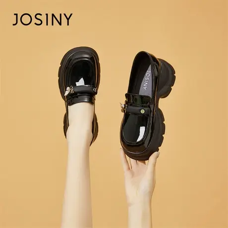 Josiny/卓诗尼厚底乐福鞋女2024新款春季女鞋子百搭法式粗跟单鞋商品大图
