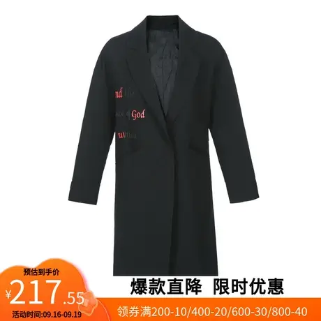 【艾格】2022新款西装领宽松气质个性字母学院风简约外套官方旗舰商品大图