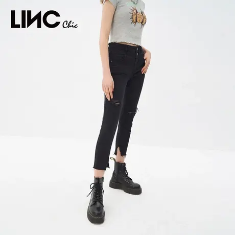 商场同款LINC金羽杰2023年秋季新款弹力修身高腰铅笔裤小脚裤女商品大图
