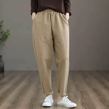 dza 高腰显瘦休闲裤2022秋季百搭直筒裤宽松女士裤子新款哈伦长裤商品大图