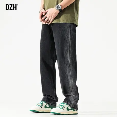 男士黑灰色牛仔裤男美式潮牌直筒休闲裤子秋季男裤2023年新款长裤商品大图