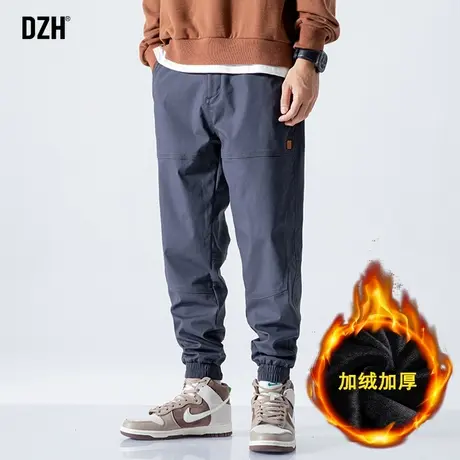 男士灰色裤子男冬季加绒休闲裤百搭运动工装裤潮牌男裤美式束脚裤商品大图