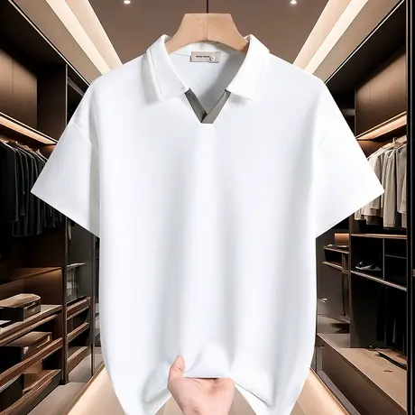 2025新款POLO衫男士短袖t恤夏季薄款高级感休闲半袖男装V领上衣帅商品大图