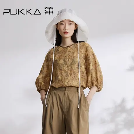 蒲PUKKA 原创设计女装2023夏季新品新中式国风苎麻印花衬衫图片