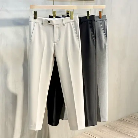 小西裤男士休闲裤2023春秋新款直筒长裤子韩版潮流百搭九分西装裤商品大图