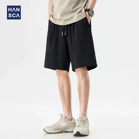 hansca 50支丝光罗马棉短裤男2025夏季凉感宽松弹力运动五分卫裤图片
