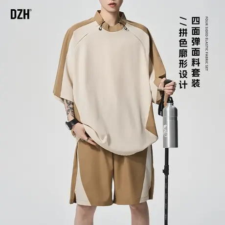 男士运动休闲套装男款夏季短袖t恤五分袖短裤半裤2025新款男装潮图片