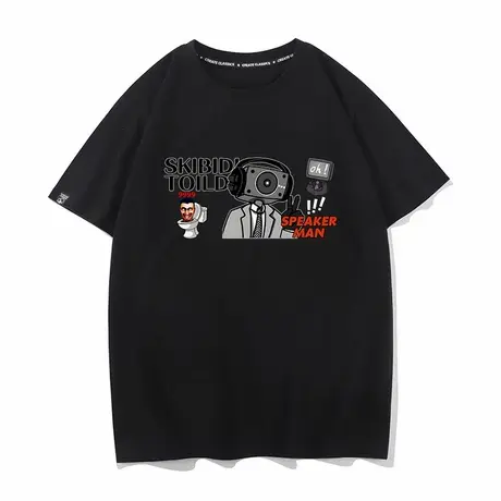 秀洛马桶人vs监控人夏季纯棉短袖T恤男半袖宽松打底体恤衣服情侣商品大图