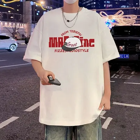重磅纯棉短袖t恤男夏季新款宽松休闲薄款半袖ins港风透气体恤上衣商品大图