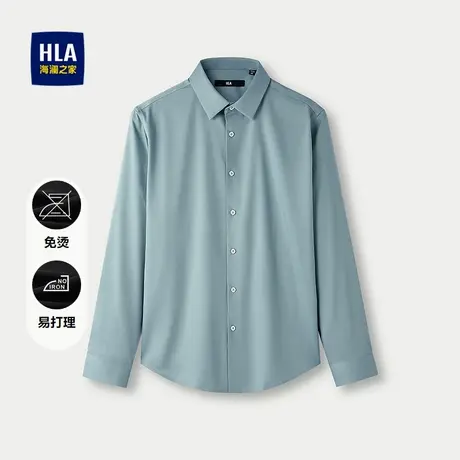 HLA/海澜之家免烫长袖休闲衬衫2025秋新款尖领提花微弹衬衣男图片