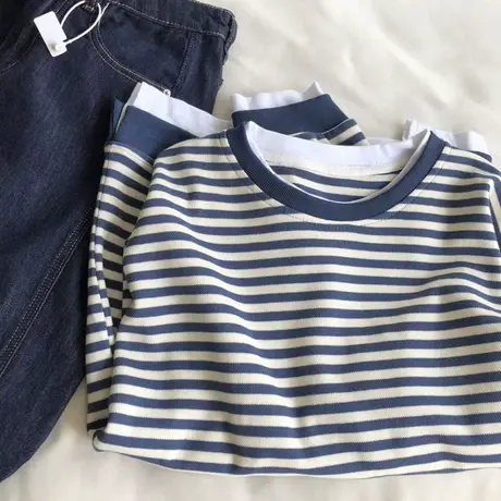 chic减龄慵懒假两件拼接休闲卫衣女春秋韩版圆领宽松长袖套头上衣商品大图