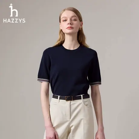 【商场同款】Hazzys哈吉斯2025秋季新品女时尚针织衫休闲毛衣上衣商品大图