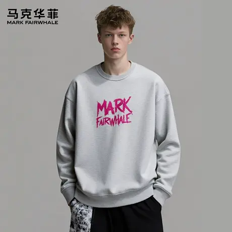 马克华菲 deer 复古高街字母圆领纯色卫衣2025最新男女款套头外套图片