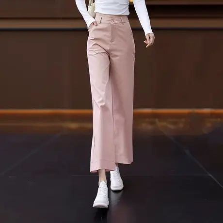 粉红色天丝棉直筒裤女宽松春秋2025年新款窄版职业西装阔腿休闲裤商品大图