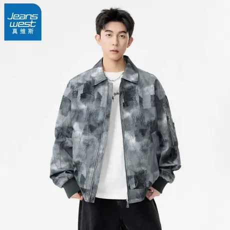 N5真维斯外套男2025新款秋季潮流百搭翻领中国风上衣男士春秋夹克商品大图