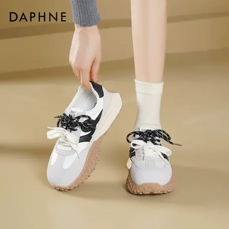 达芙妮灰色德训鞋女2025秋季新款女鞋厚底休闲运动鞋增高小白鞋女商品大图