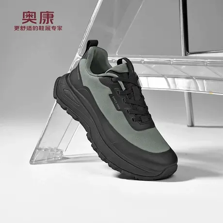 奥康 男鞋2026春季新款休闲户外登山鞋子黑色高端增高耐磨运动鞋W商品大图