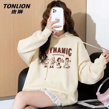唐狮官方休闲连帽卫衣女2026新款爆款春秋女款宽松显瘦套头上衣VB商品大图