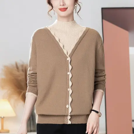 毛衣女秋冬洋气宽松加肥加大码女装中年妈妈半高领外穿针织打底衫图片