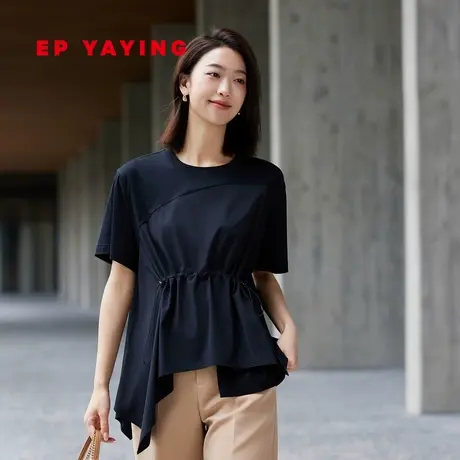 EP YAYING雅莹女装 新疆棉不对称抽绳短袖T恤 商场同款5311A图片