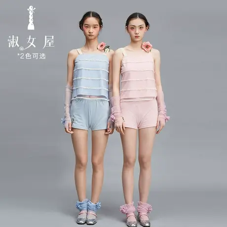 淑女屋官方旗舰店仙女的衣裳。针织短裤纯手工绣花商品大图