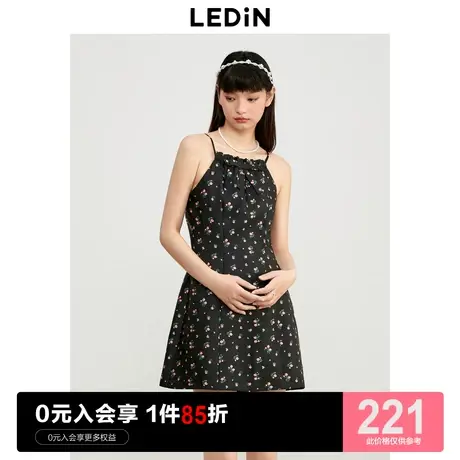 乐町名媛挂脖连衣裙23年初秋新款碎花裙女轻礼服内搭裙吊带连衣裙图片