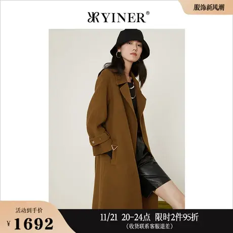 YINER音儿线上专选女装冬季西装领纯羊毛双面呢大衣商品大图